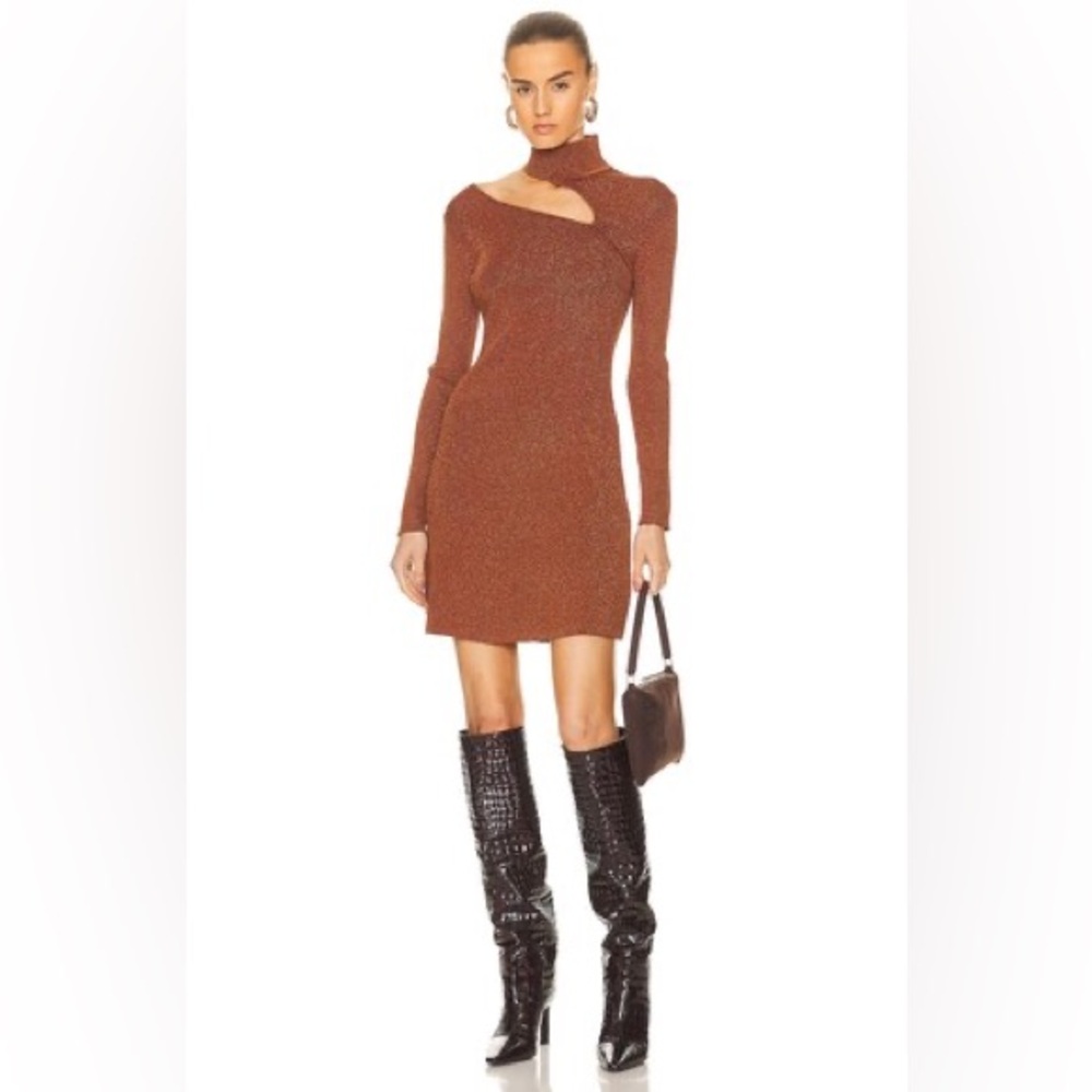 CULT GAIA JET KNIT DRESS MAROON PEAK SIZE L